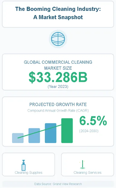 core data such as the global or target market size of the cleaning industry
